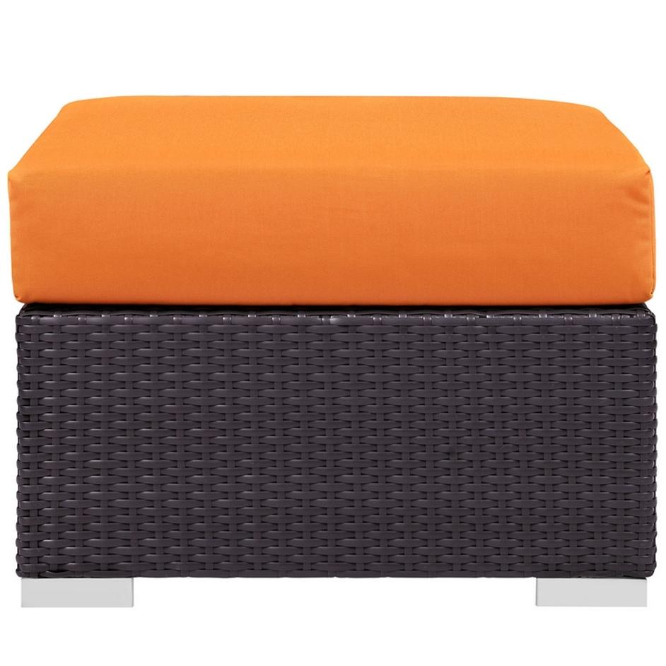 Minerva Outdoor Patio Fabric Square Ottoman In Espresso Orange by Modway Furniture