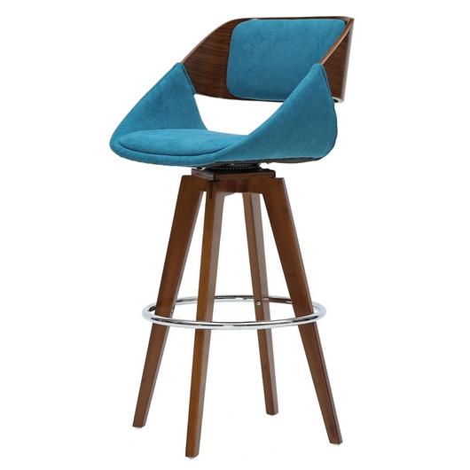 Cyprus Fabric Counter Stool In Santorini Teal/Walnut by New Pacific Direct
