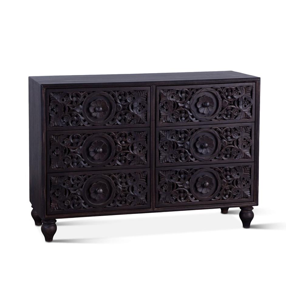 Taj 48" Six Drawer Dresser, Vintage Brown by Home Trends & Design
