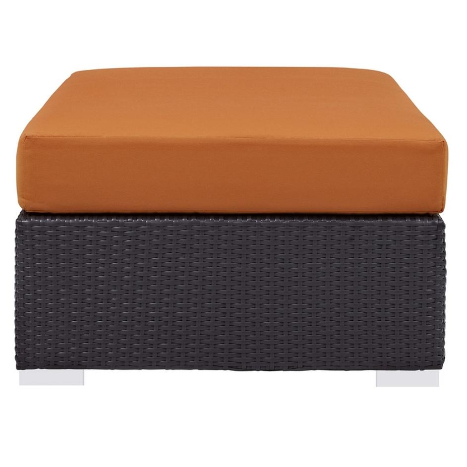Minerva Outdoor Patio Fabric Rectangle Ottoman In Espresso Orange by Modway Furniture