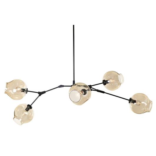 Harris Five Light Pendant Lamp - Black / Cognac by Galla Home