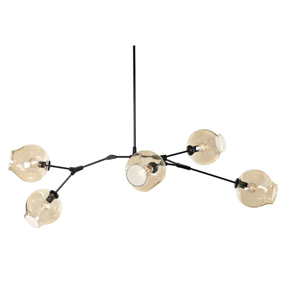 Harris Five Light Pendant Lamp - Black / Cognac by Galla Home