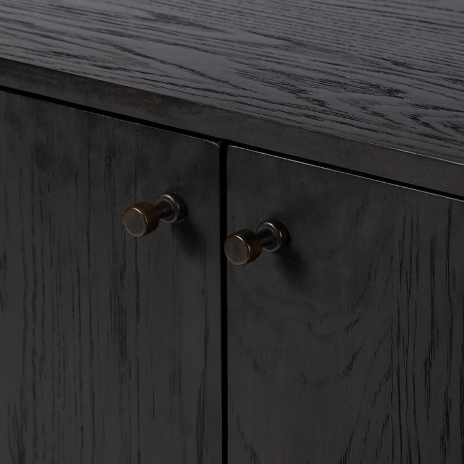 Afton Sideboard In Charcoal Oak And Charcoal Oak Veneer And Smooth Hammered Bronze by Four Hands