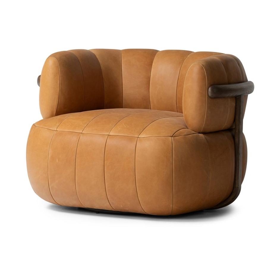 Doss Swivel Chair In Terra Brown Oak by Four Hands