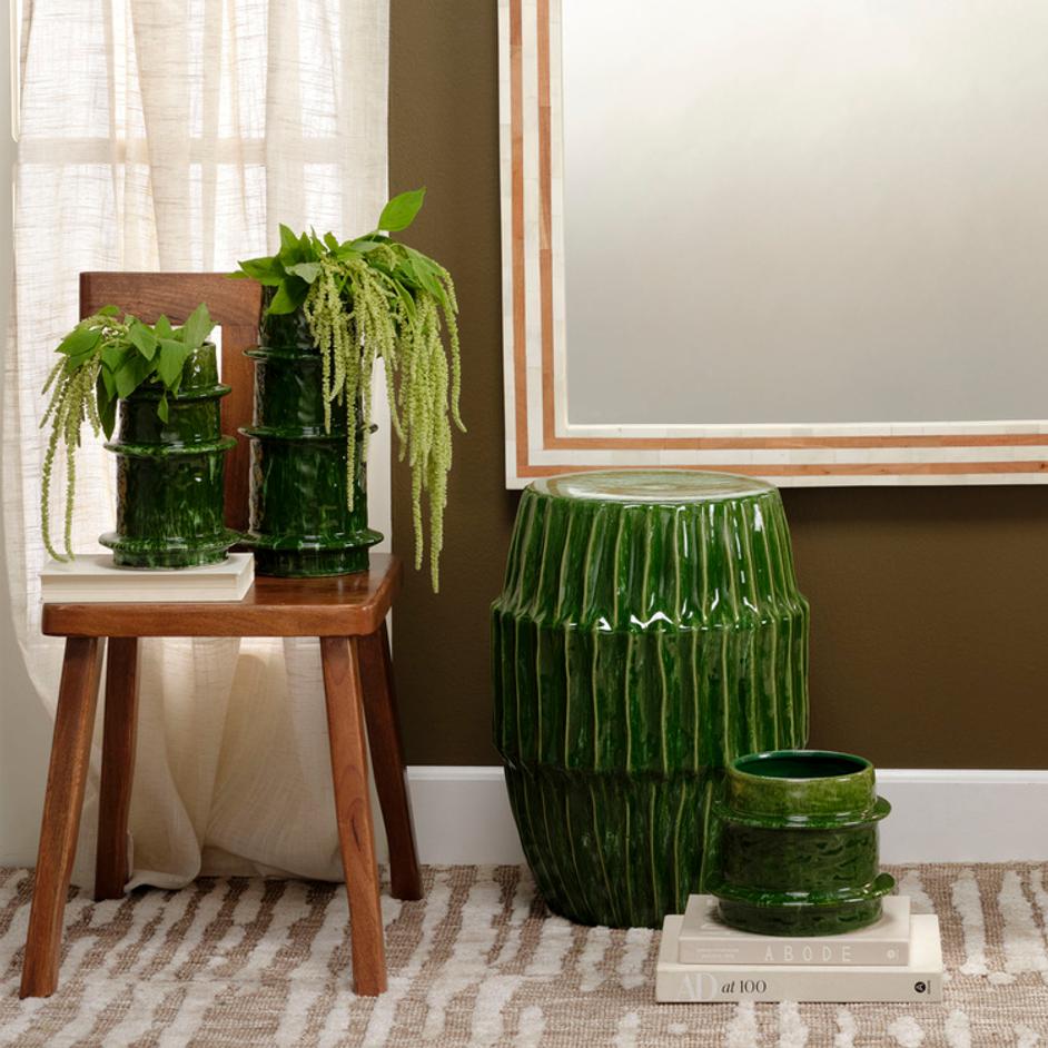 Algae Ceramic Indoor/Outdoor Side Table, Green by Jamie Young