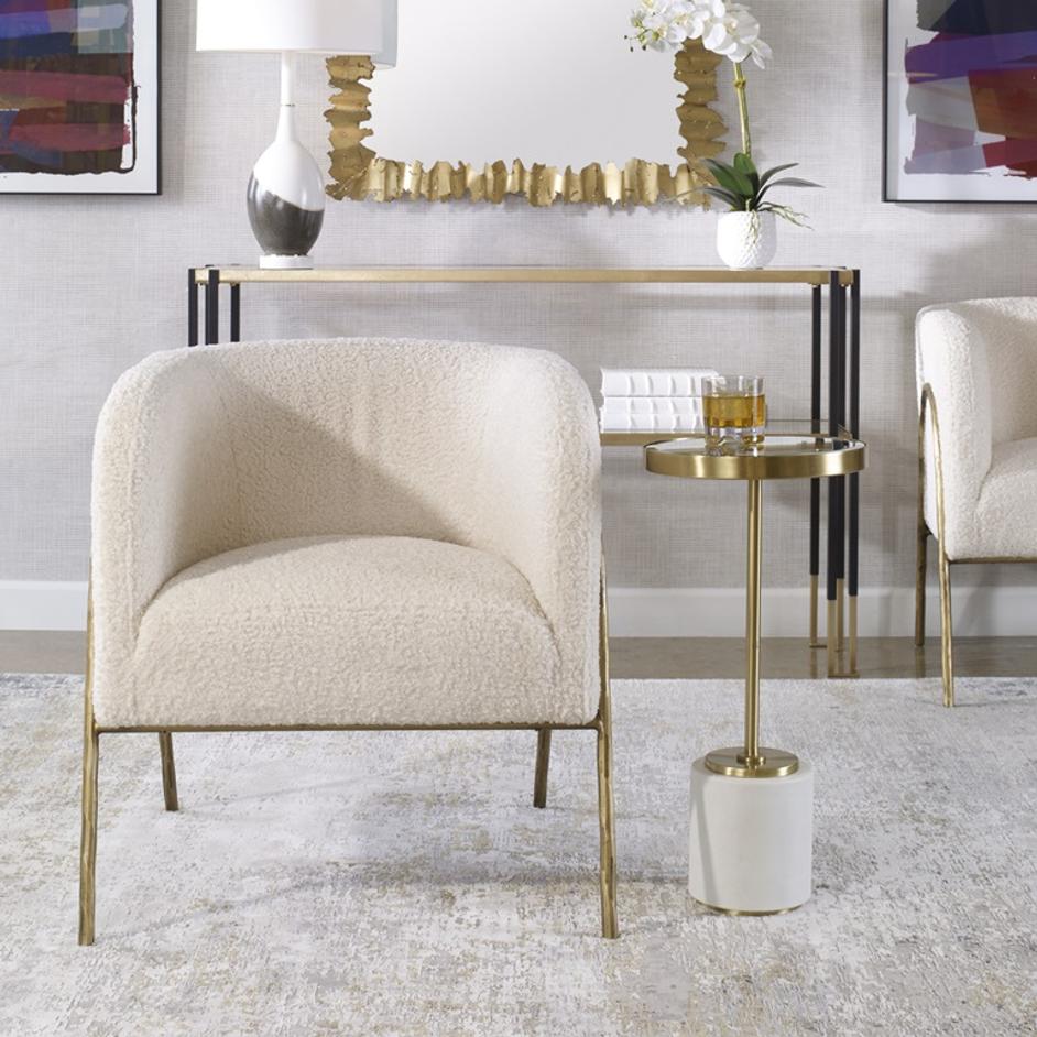 Jacobsen Off White Shearling Accent Chair by Uttermost