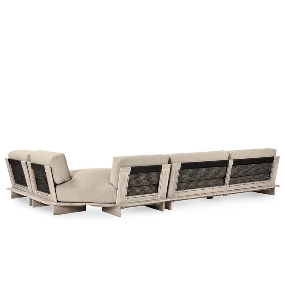Livia Teak 3pc Outdoor Sectional Taupe by Classic Home