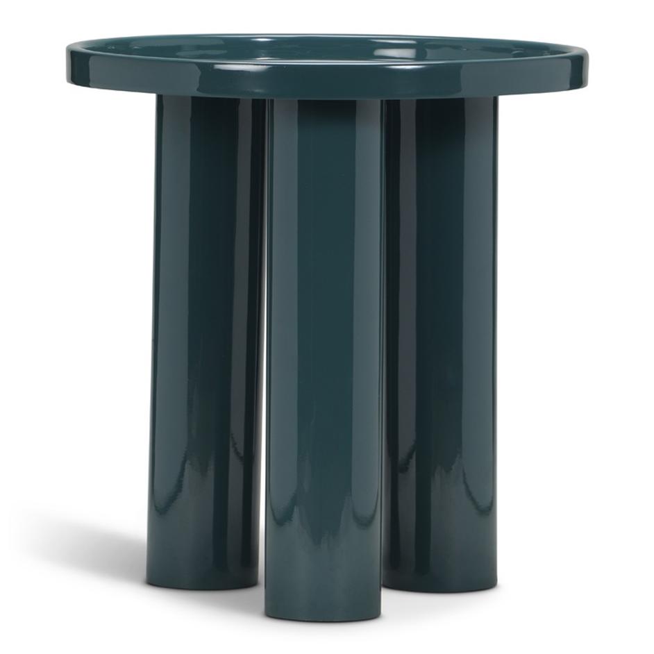 Teal Enamel End Table by Urbia Imports