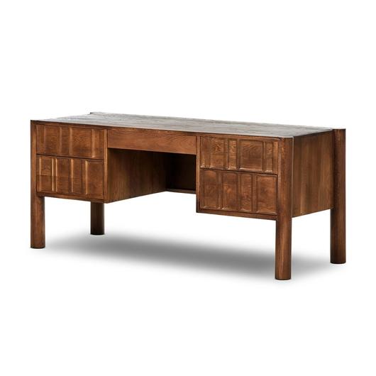 Ezri Desk - Carved Cocoa Oak by Four Hands