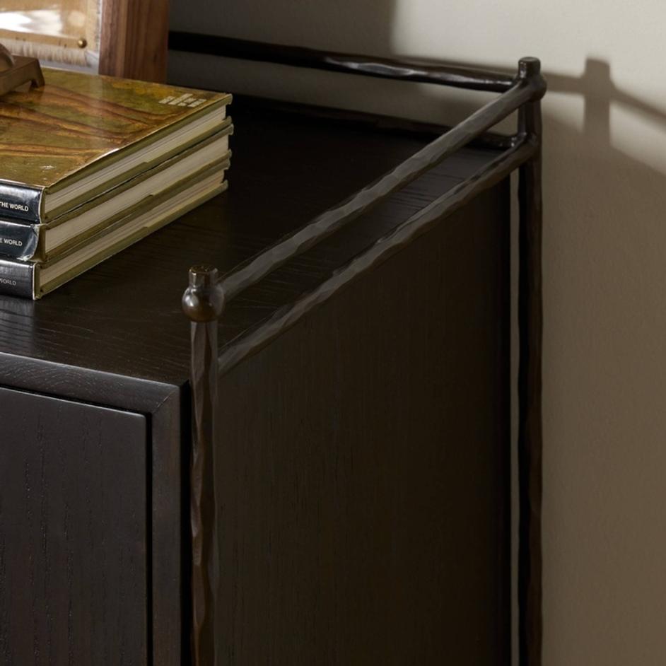 Afton Sideboard In Charcoal Oak And Charcoal Oak Veneer And Smooth Hammered Bronze by Four Hands