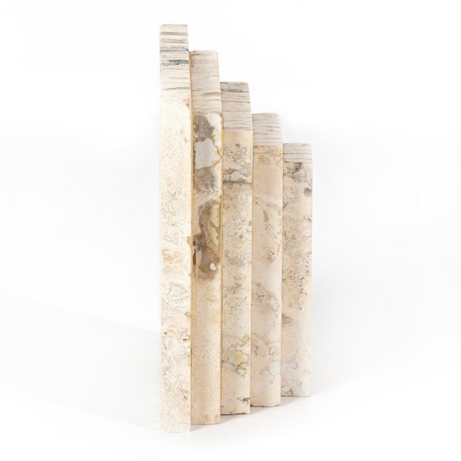 Stepped Bookends In White Travertine by FOUR HANDS