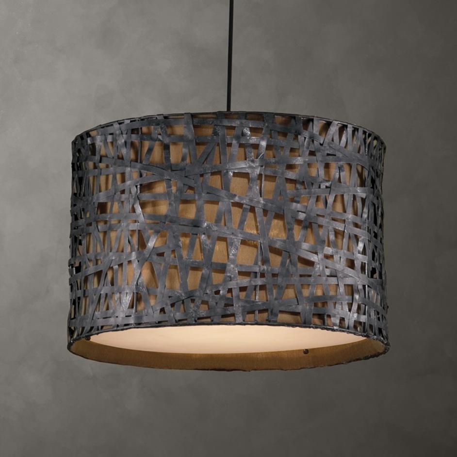 Alita Aged Black Drum Pendant by Uttermost