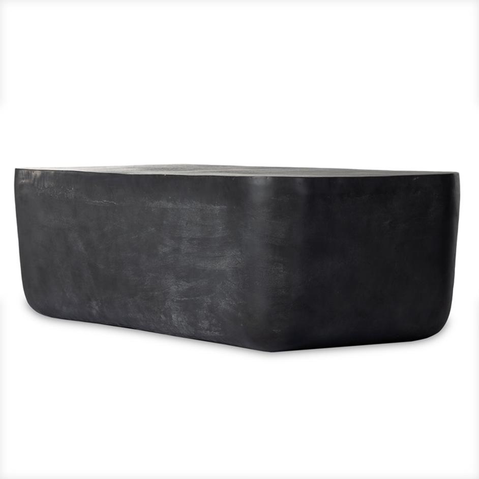 Basil Outdoor Rectangle Coffee Table Large In Grey by FOUR HANDS