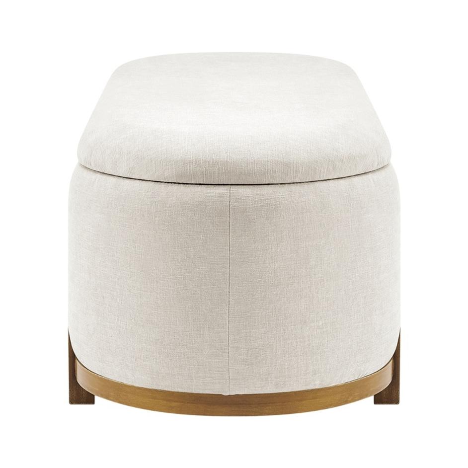 Ayleen Chenille Storage Bench, Seneca Beige  by New Pacific Direct