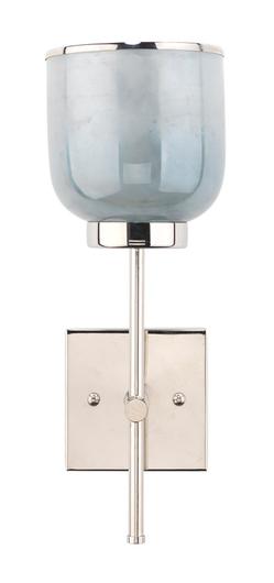 Vapor Single Sconce, Nickel and Blue Opal Metallic Glass by Jamie Young