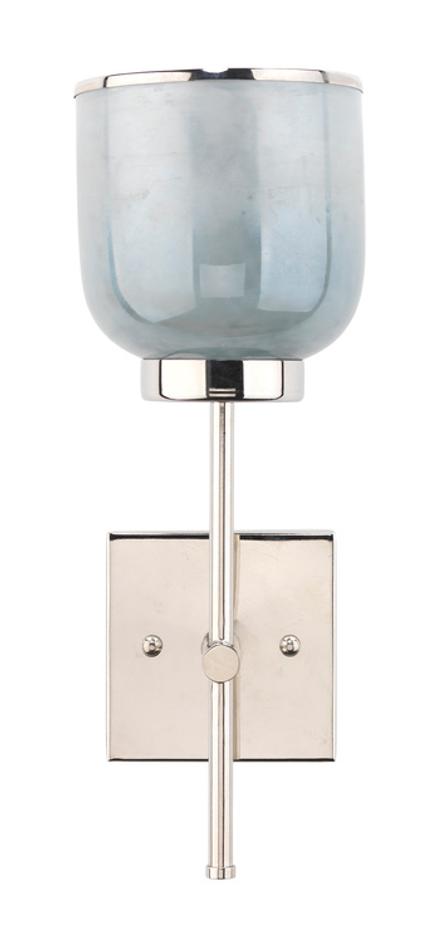Vapor Single Sconce, Nickel and Blue Opal Metallic Glass by Jamie Young
