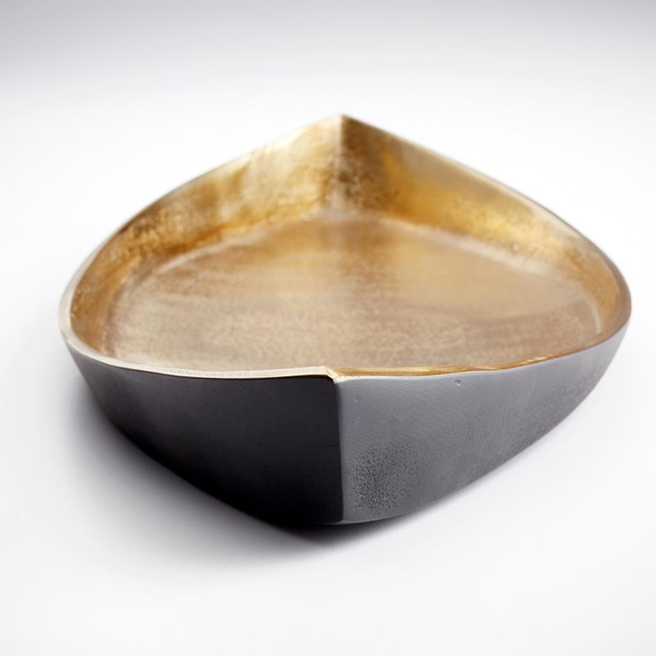 Alumbrar Tray in Matt Black and Gold by Cyan Design