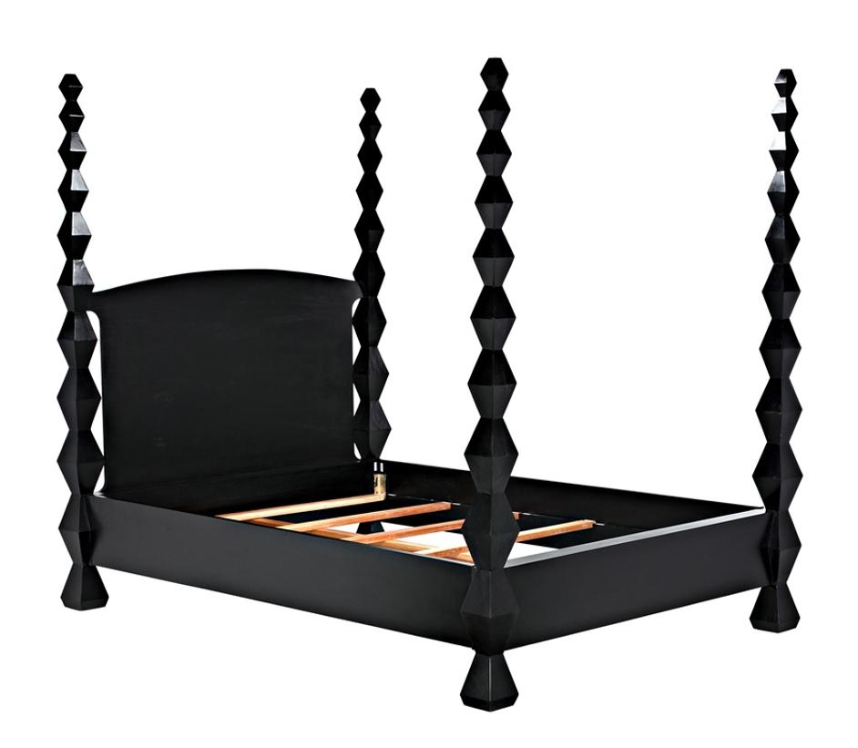 Brancusi Bed, Queen, Hand Rubbed Black by Noir Furniture