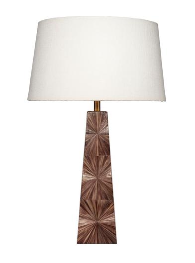 Palm Marquetry Table Lamp with Linen Shade by Jamie Young