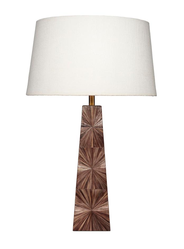 Palm Marquetry Table Lamp with Linen Shade by Jamie Young