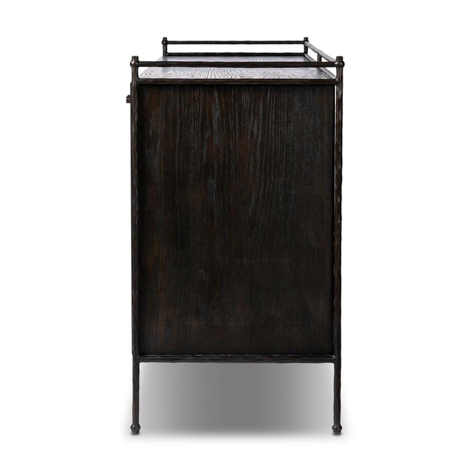 Afton Sideboard In Charcoal Oak And Charcoal Oak Veneer And Smooth Hammered Bronze by Four Hands