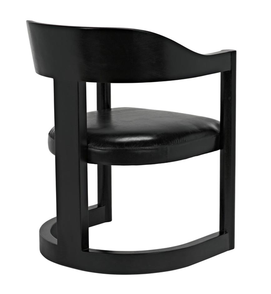 McCormick Teak Chair in Charcoal Black with Black Leather Upholstery by Noir Furniture