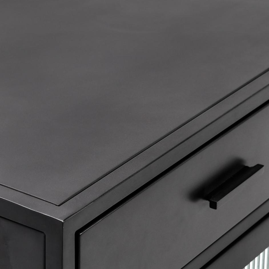 Nore Metal/Glass 4Dwr 4Dr Cabinet Blackened Steel by Classic Home