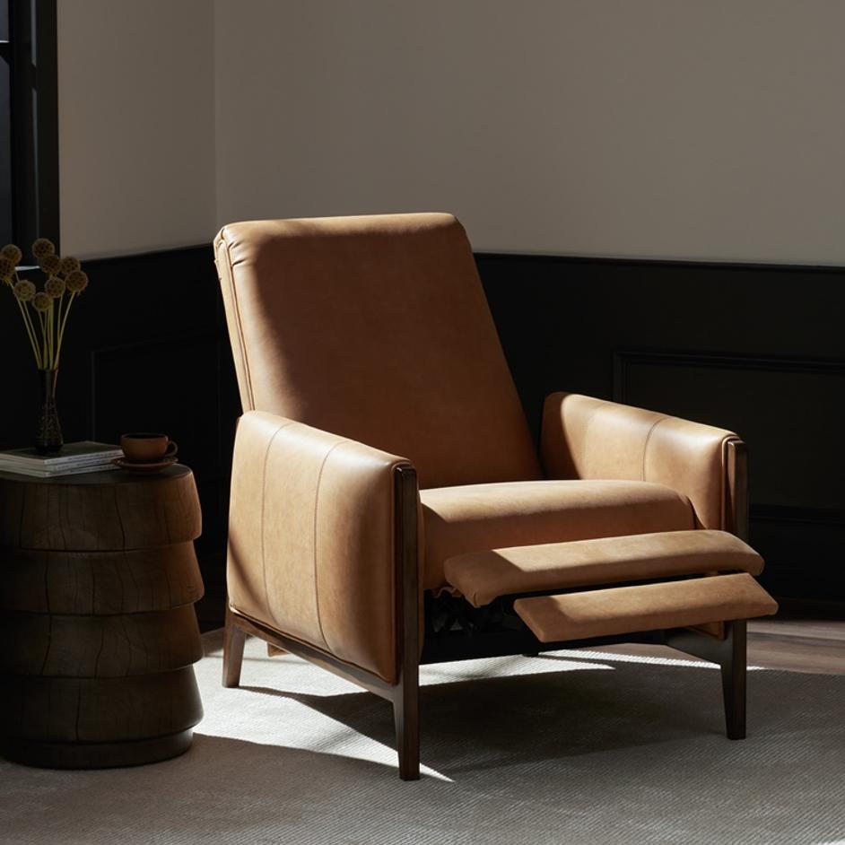 Rudd Recliner in Palermo Cognac by FOUR HANDS