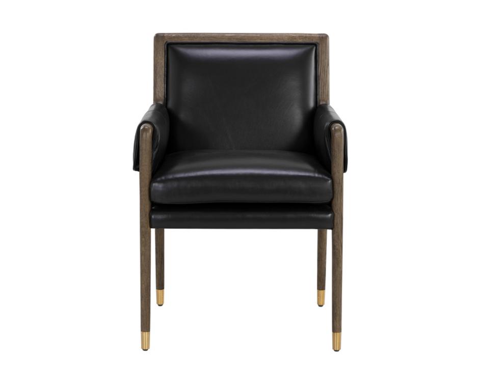 MAUTI DINING ARMCHAIR - DISTRESSED BROWN - CORTINA BLACK LEATHER by Sunpan