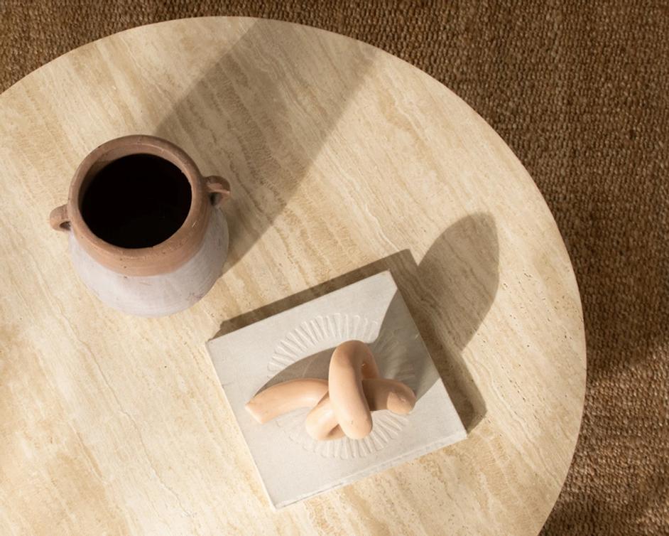 Idella Travertine Round Coffee Table by Classic Home