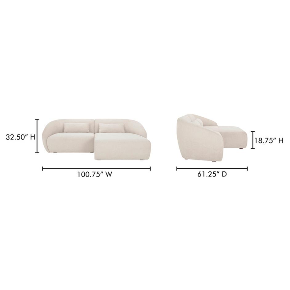 Amelia Nook Modular Right Sectional Warm White by Moes Home