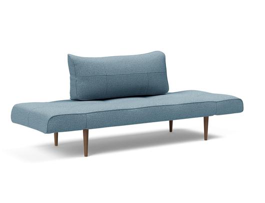 ZEAL SOFA BED in MIXED DANCE LIGHT BLUE FABRIC WITH Dark Wood LEGS 525 by INNOVATION USA