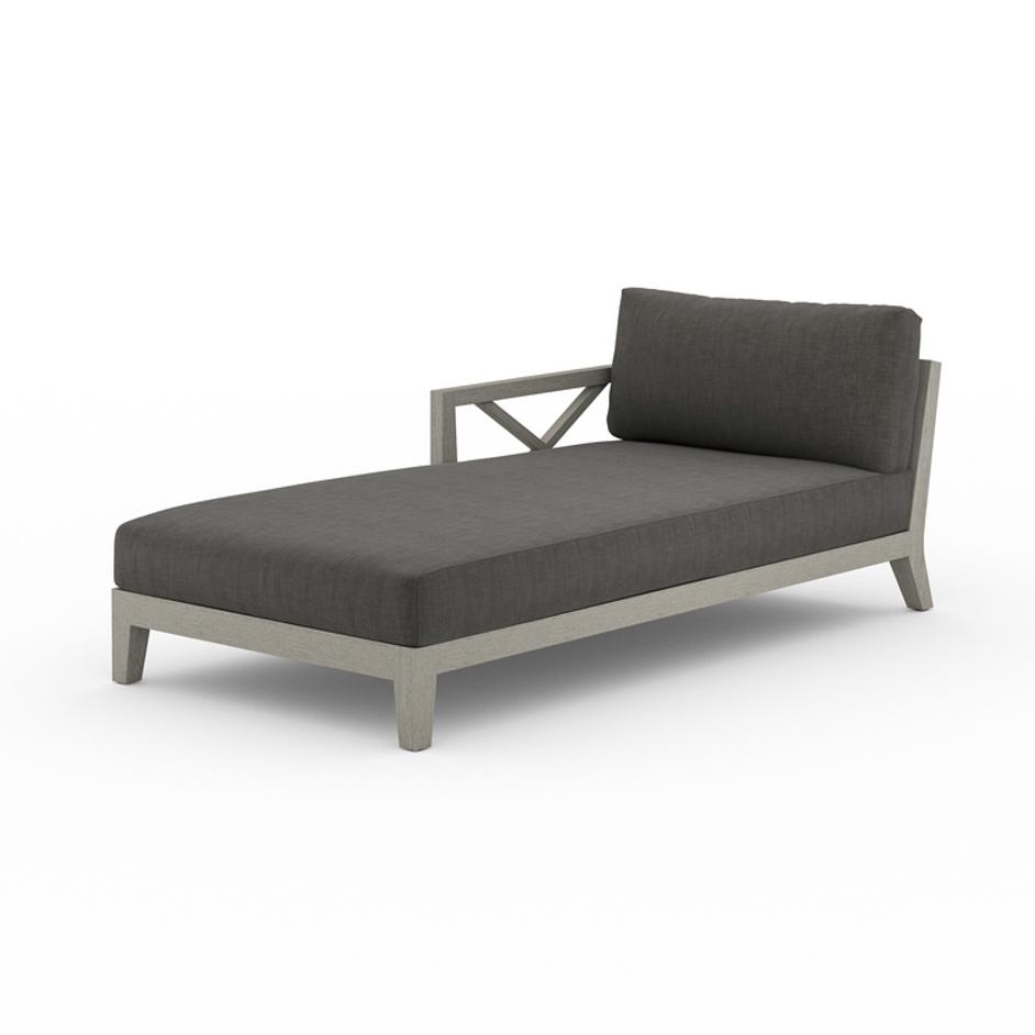 Huntington Outdoor Laf Chaise In Grey/Charc by FOUR HANDS