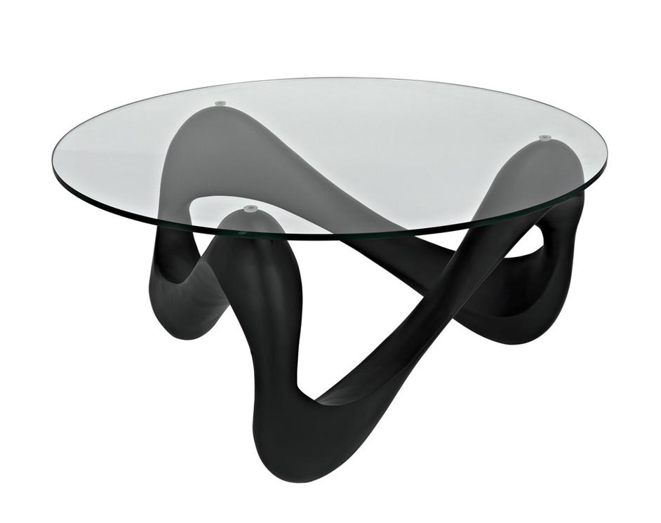 Orion Black Resin and Glass Coffee Table by Noir Furniture