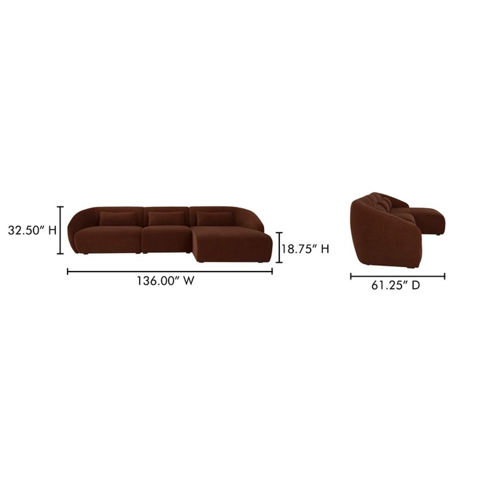 Amelia Lounge Modular Right Sectional Chestnut by Moes Home