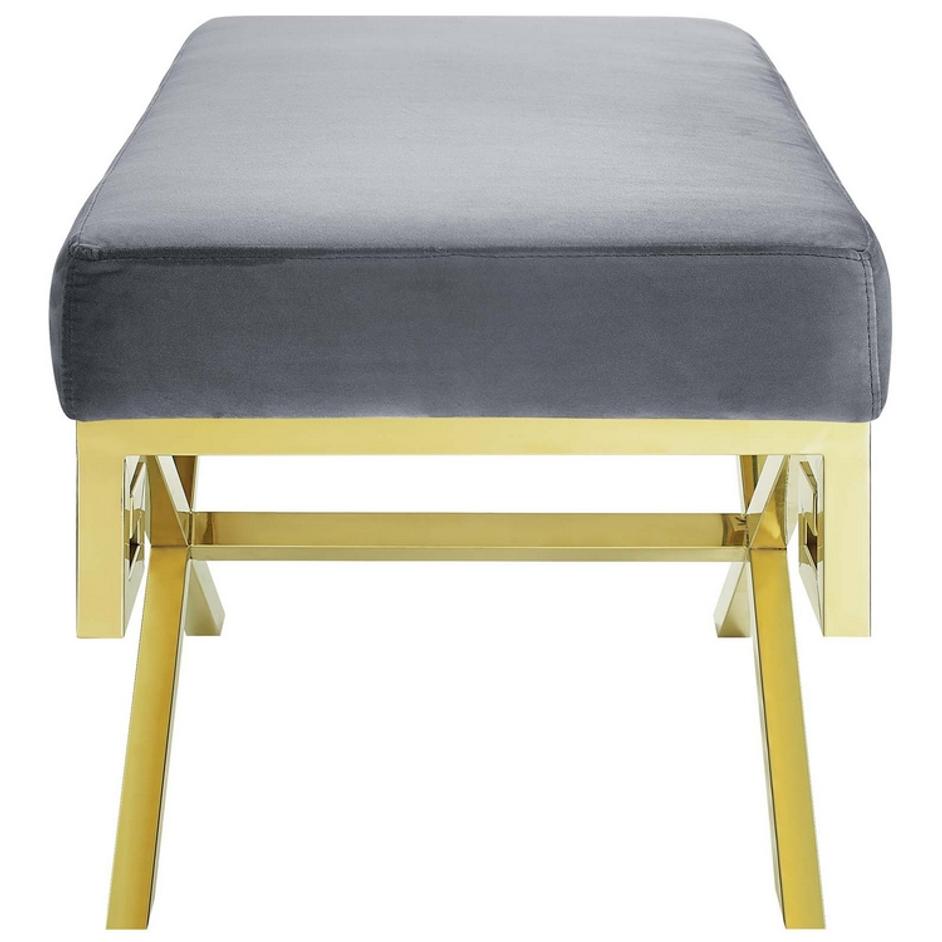 Bendel Velvet Performance Velvet Bench In Gold Gray by Modway Furniture
