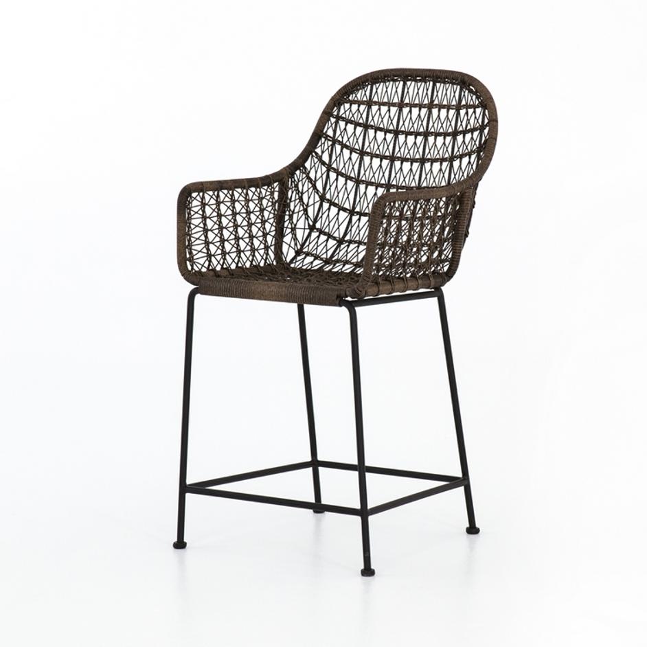 Bandera Outdoor Woven Counter Stool-Grey by FOUR HANDS