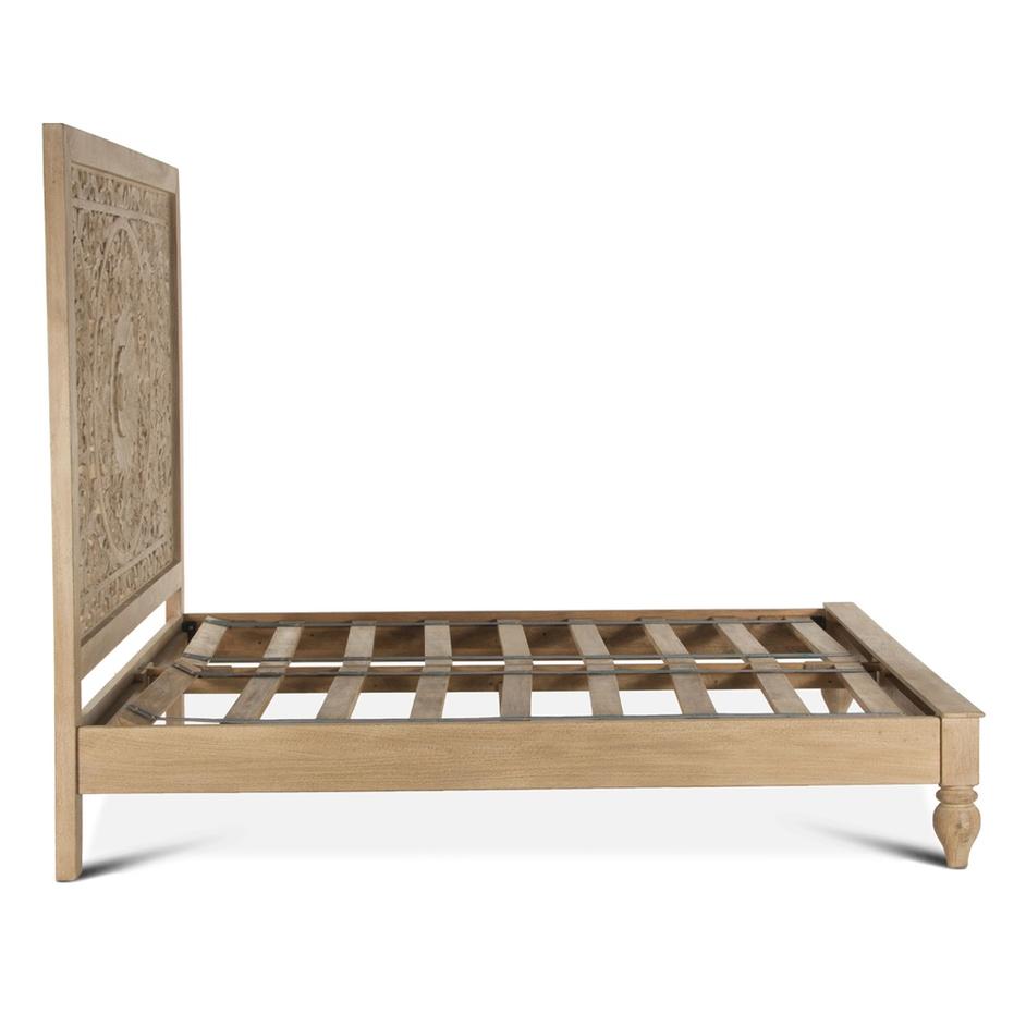 Taj Mango Wood King Bed in Natural Whitewash Finish by Home Trends & Design