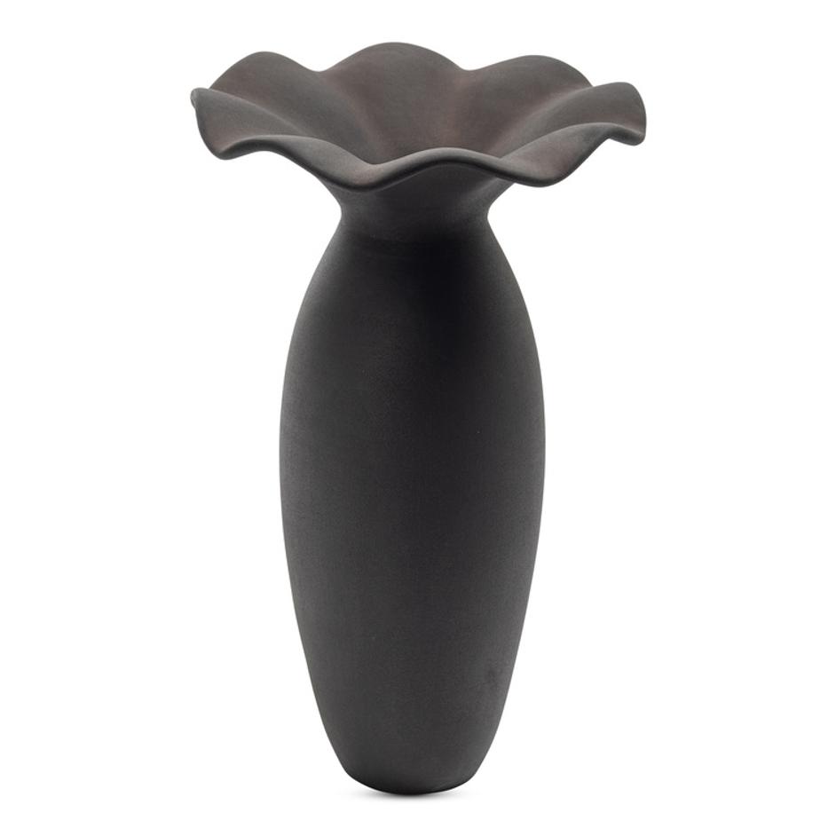 Ruffle 16 Inch Decorative Vessel Black by Moes Home