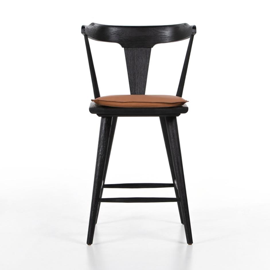 Ripley Stool W Cushion In Black Oak In Counter by FOUR HANDS