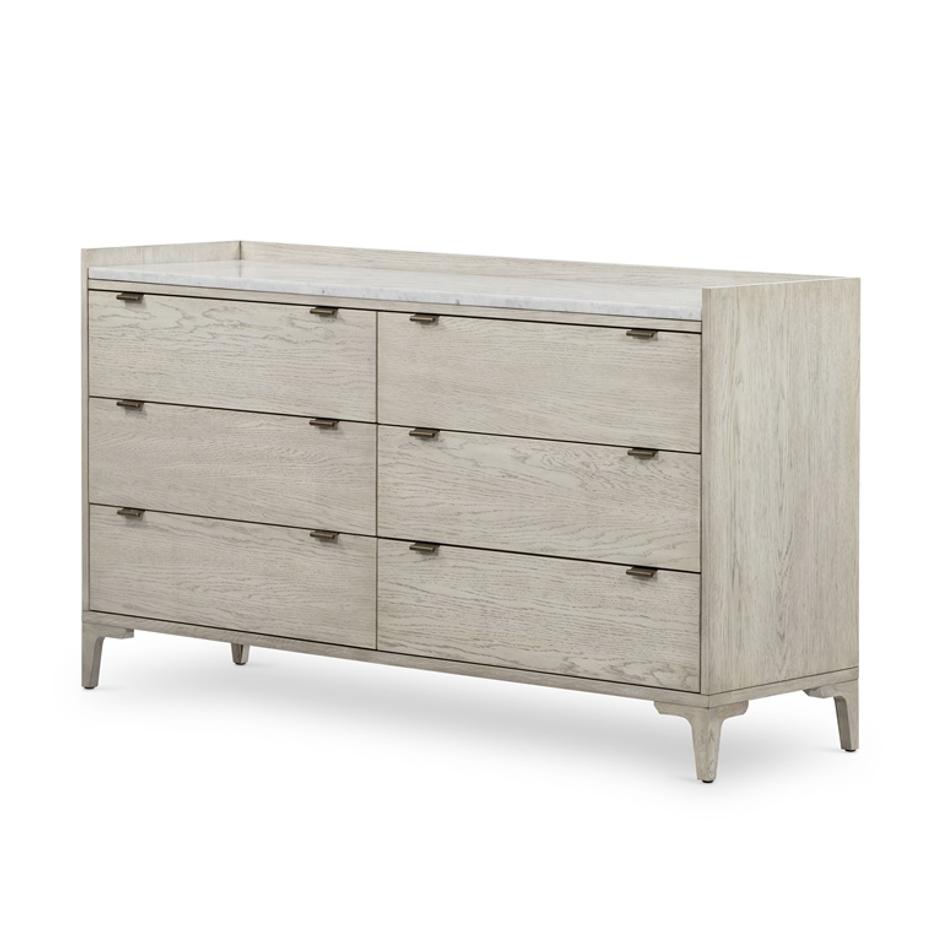 Viggo 6 Drawer Dresser In Vintage White Oak by FOUR HANDS