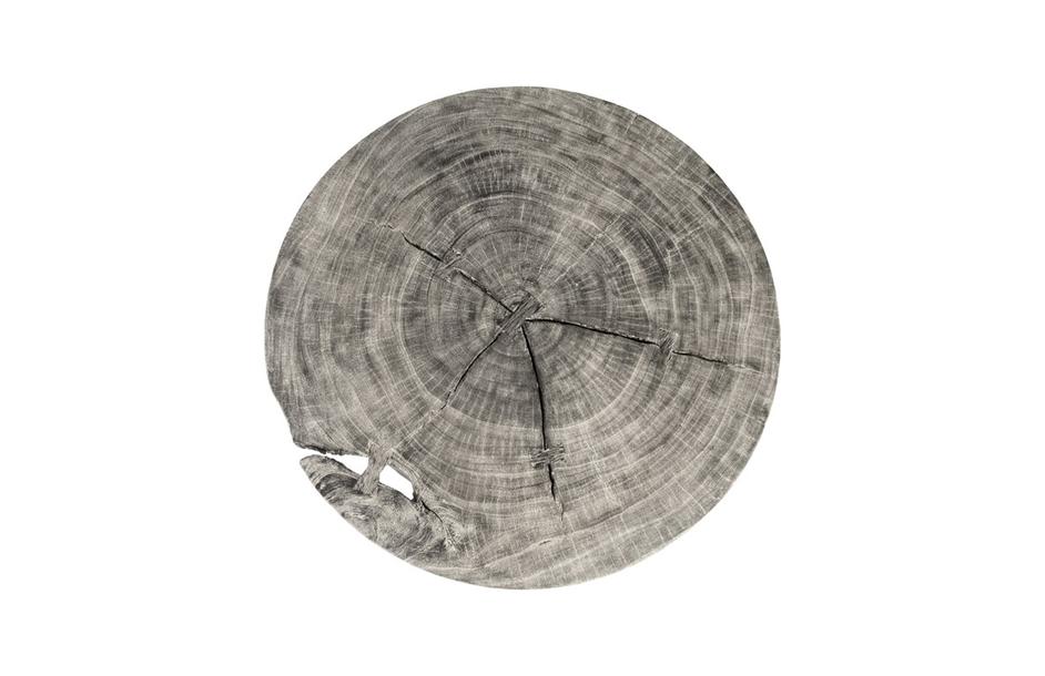 Chuleta Bar Table on Black Metal Base, Chamcha Wood, Gray Stone by PHILLIPS COLLECTION