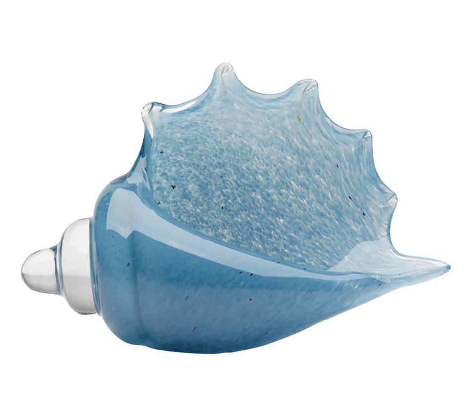 Triton Hand Blown Decorative Glass Shell, Blue by Jamie Young