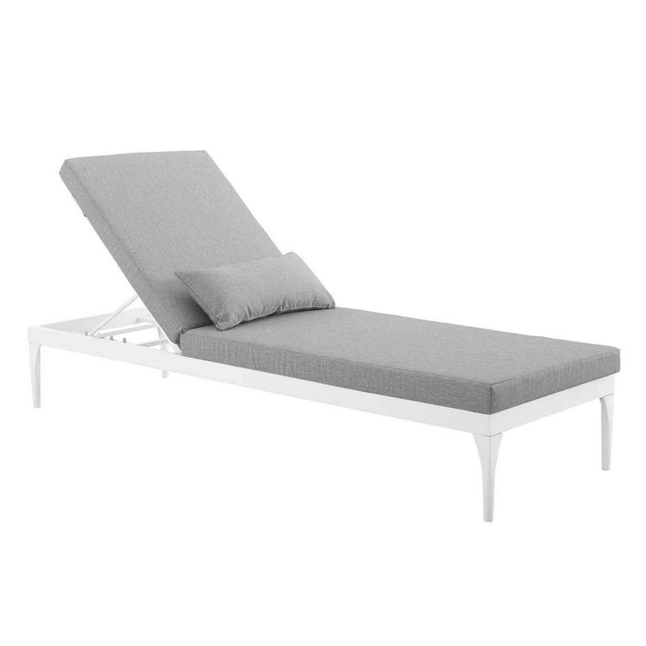 Myler Cushion Outdoor Patio Chaise Lounge Chair In White Gray by Modway Furniture