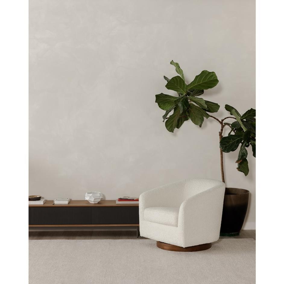 OSCY SWIVEL CHAIR VEGAN SHEARLING WHITE by Moes Home