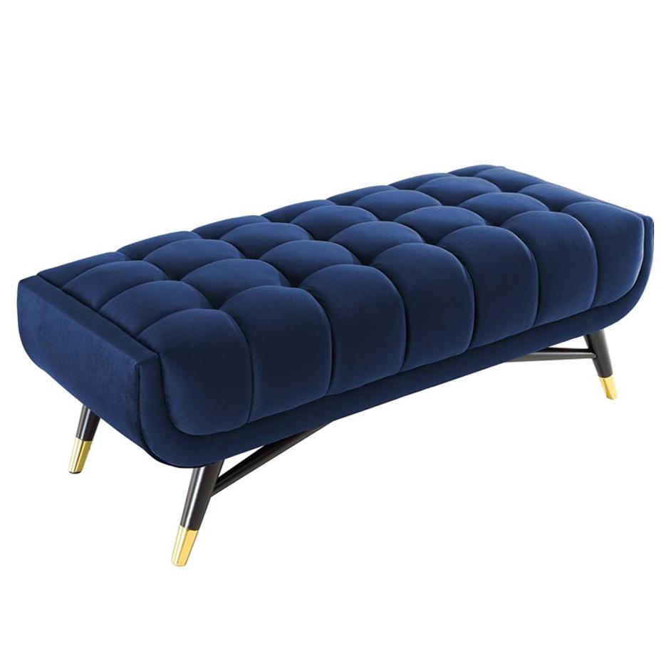 Scholar 47.5" Performance Velvet Bench In Midnight Blue by Modway Furniture
