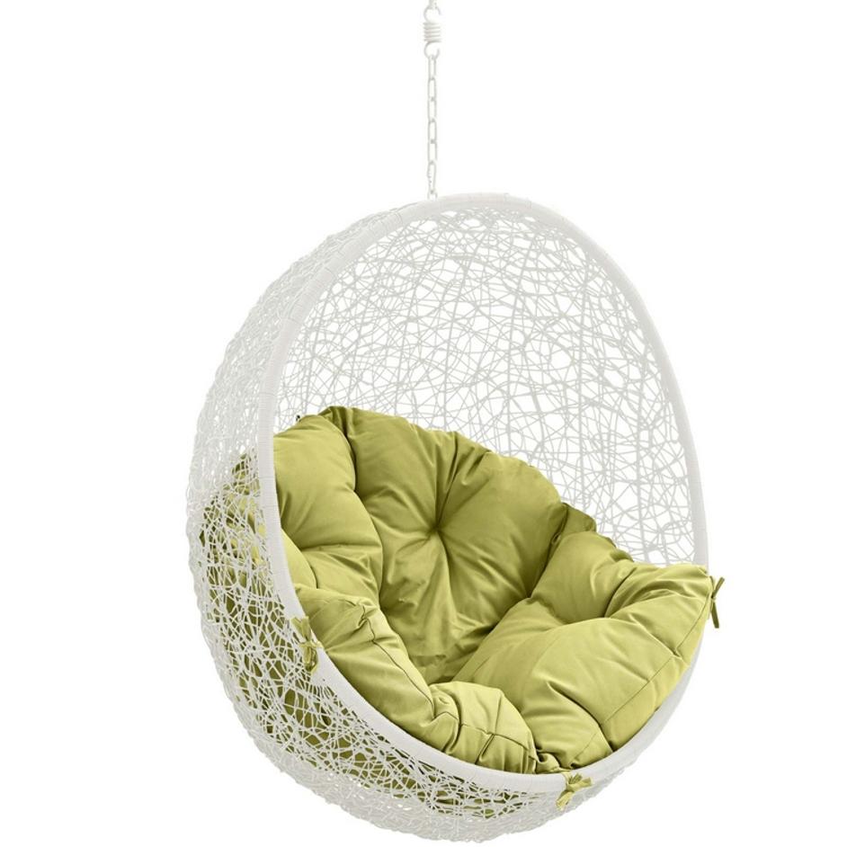 Segreto Outdoor Patio Swing Chair With Stand In White Peridot by Modway Furniture