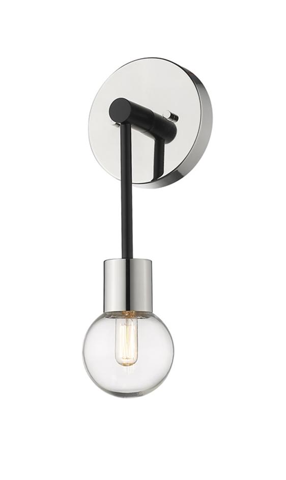 Neutra 1 Light Wall Sconce in Matte Black + Polished Nickel Finish by Z-Lite