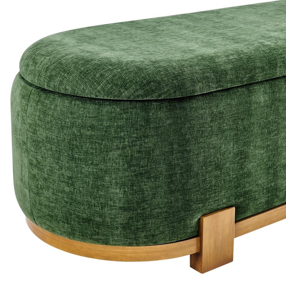 Ayleen Chenille Storage Bench, Seneca Green  by New Pacific Direct