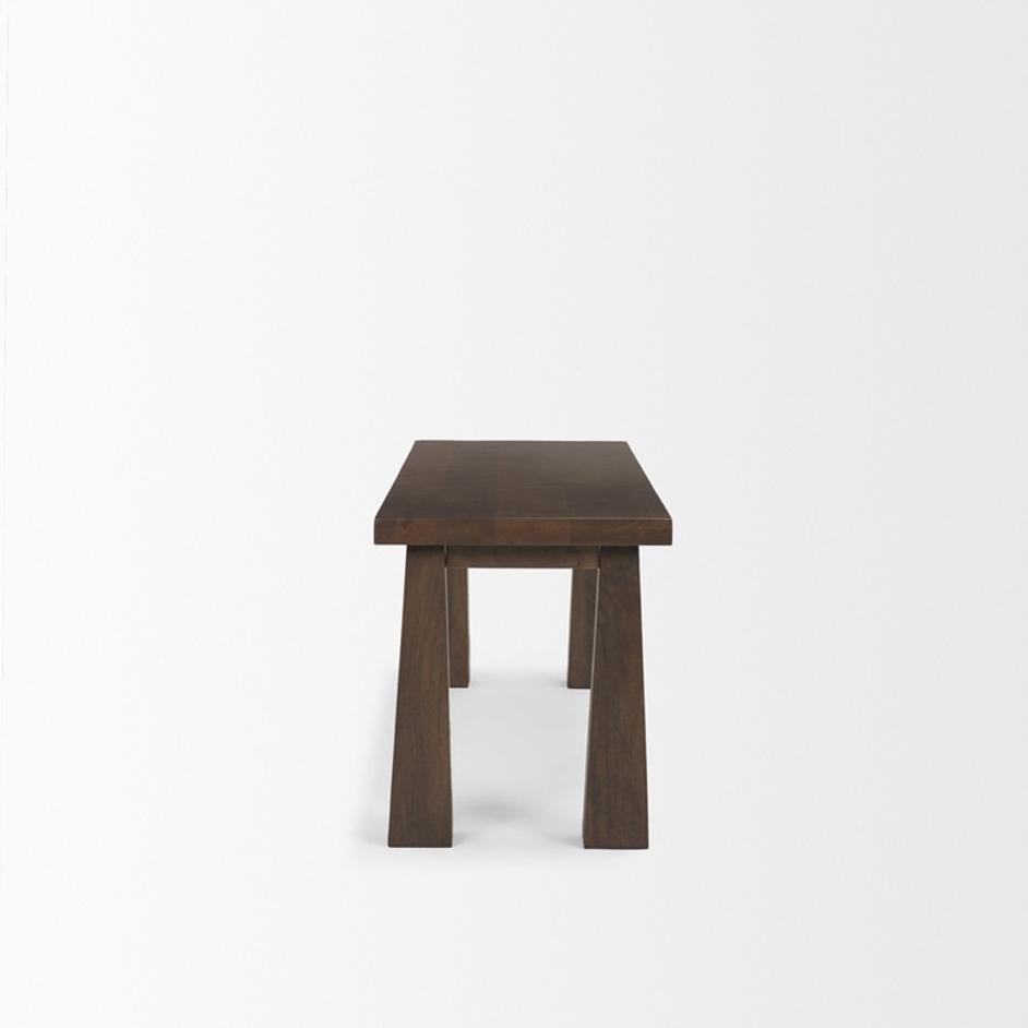 Wolcott Rectangular Dark Brown Solid Wood Bench by Mercana